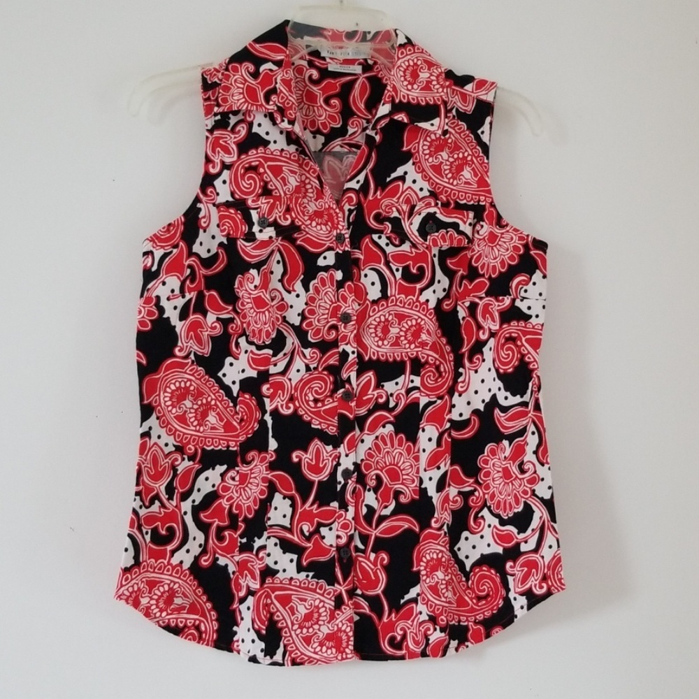 VTG. Van Heusen studio sleeve less button blouse - Picture 5 of 8